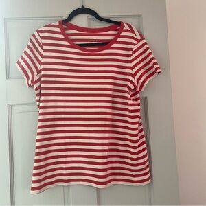 Lands’ End Classic Red & White Stripe Short Sleeve Tee
